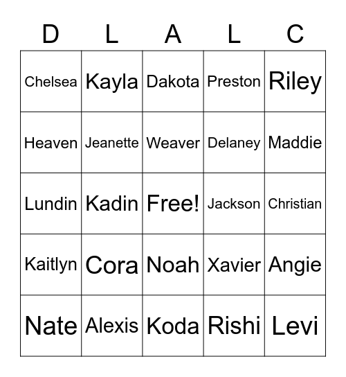 DLALC Bingo Card