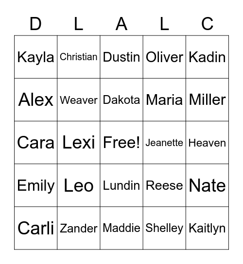 DLALC Bingo Card