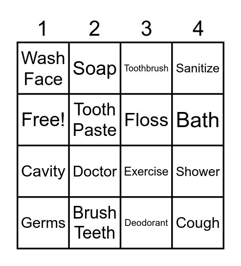 Hygiene Bingo Card