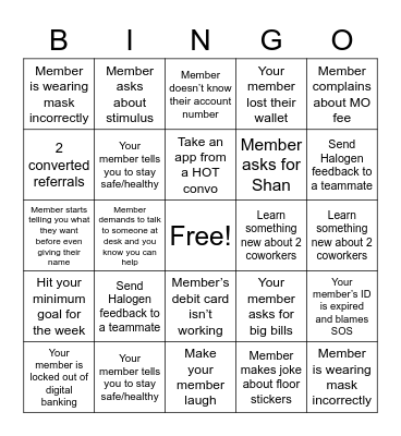 Fun at work BINGO-FSS Bingo Card