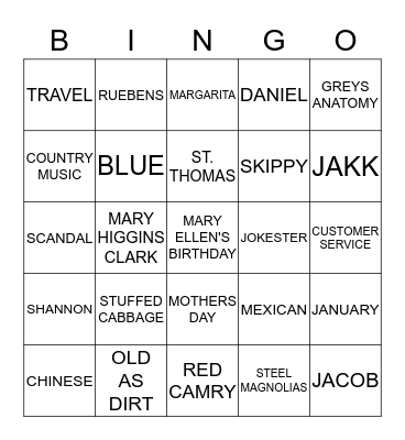 HAPPY BIRTHDAY  Bingo Card