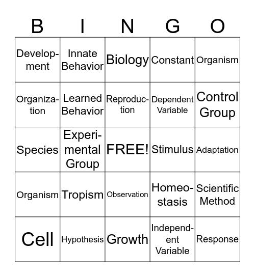 Review Chapter 1 Bingo Card