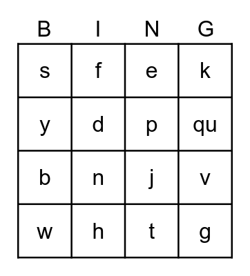 Alphabet Bingo Card