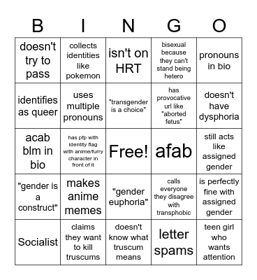 Tucute Bingo Card