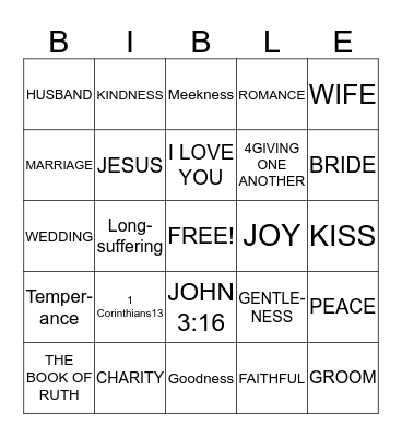 BIBLICAL LOVE BINGO Card