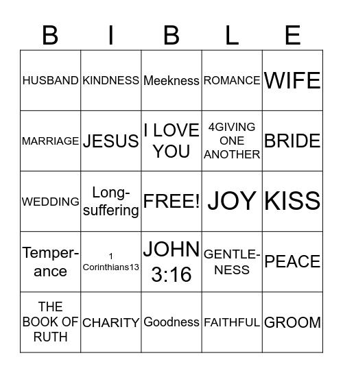 BIBLICAL LOVE BINGO Card