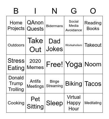 Quarantine Bingo Card