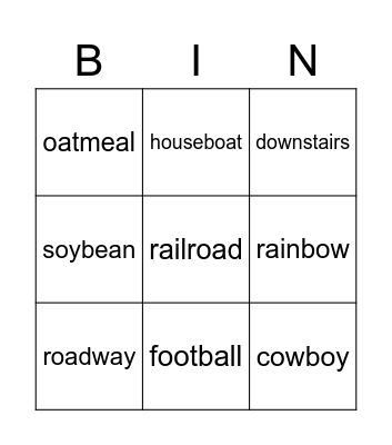 Spelling Bingo Card