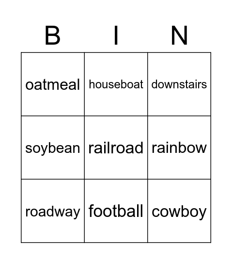 Spelling Bingo Card