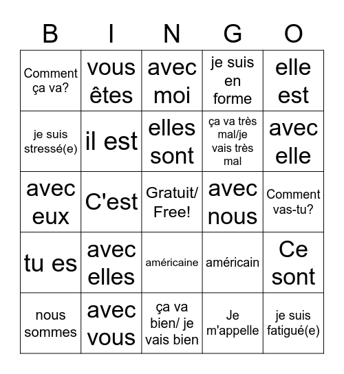 Chapitre Préliminaire Bingo Card