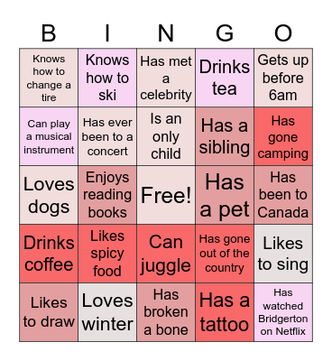 Ice Breaker Bingo Card