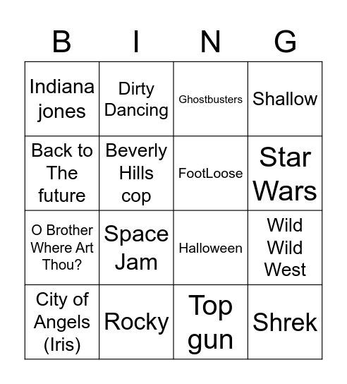 4 Corners Movies Bingo Card