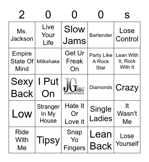 2000's Hip Hop & R&B Bingo Card