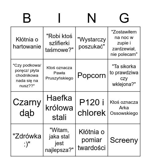 Zrób Nóż Bingo Card
