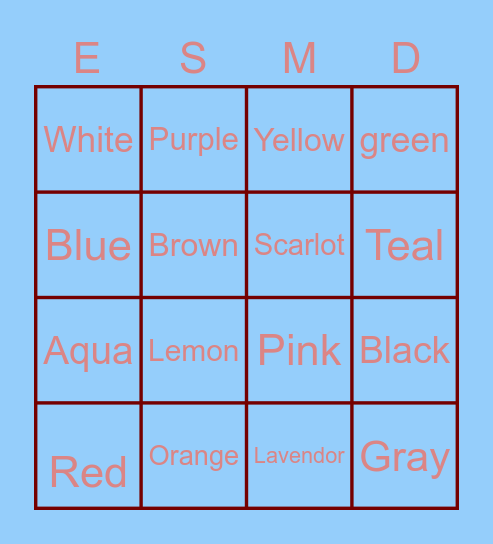 Favorites Bingo Card