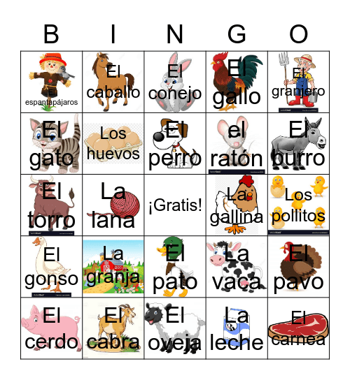 La Granja Bingo Card