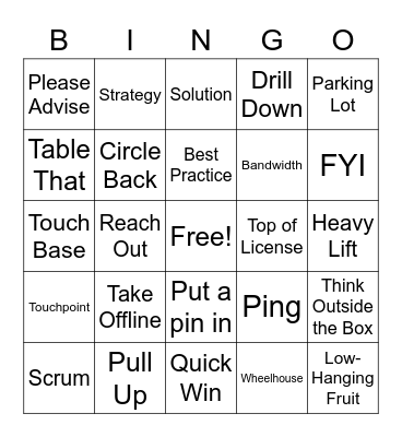 Buzzword Bingo Card