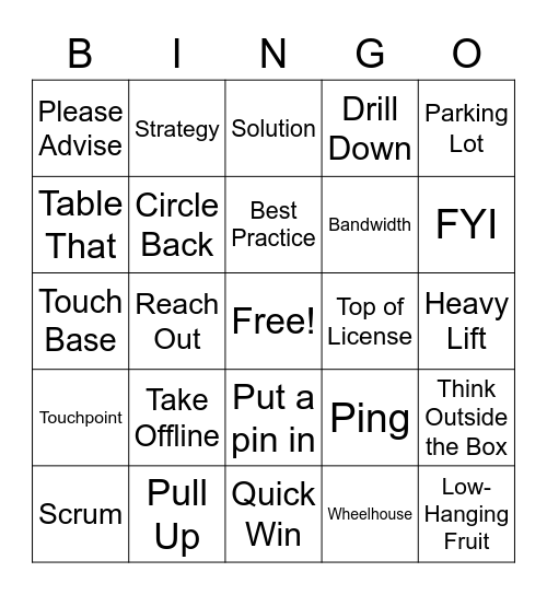 Buzzword Bingo Card