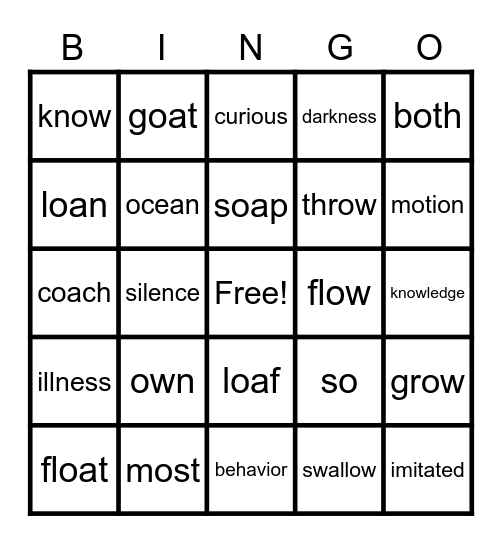 Helen Keller Bingo Card