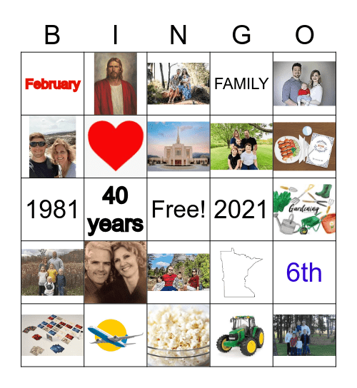 Happy 40th Anniversary Bingo Card