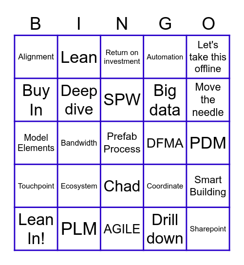 Prefab Buzzword Bingo Card