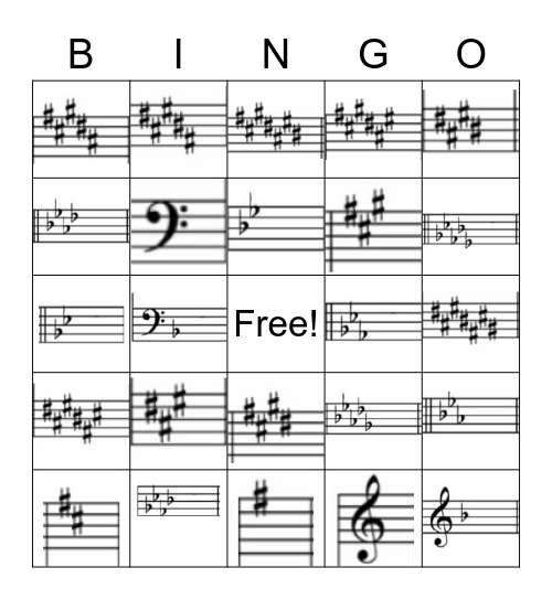 Key Signature Bingo Card