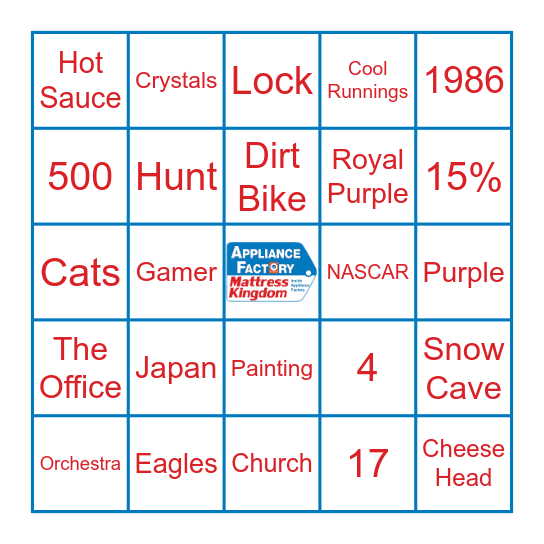 Appliance Factory Bingo! Bingo Card