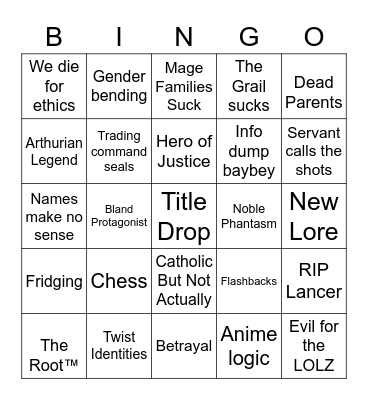 Fate Bingo Card