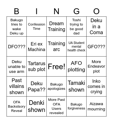 MHA 299 Bingo Card Bingo Card