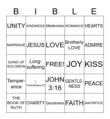 BIBLICAL LOVE BINGO Card