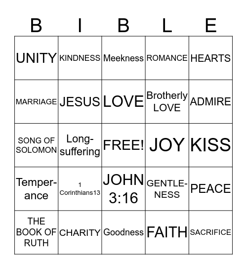 BIBLICAL LOVE BINGO Card