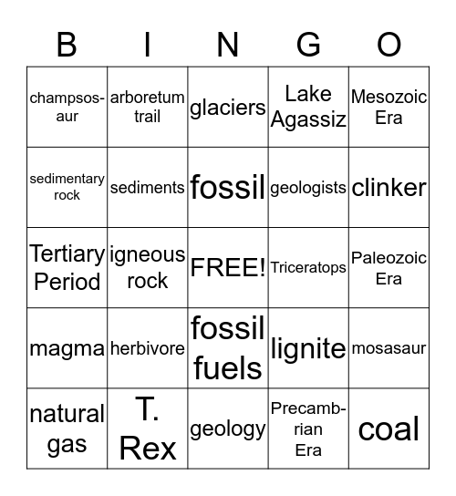 North Dakota Bingo Card