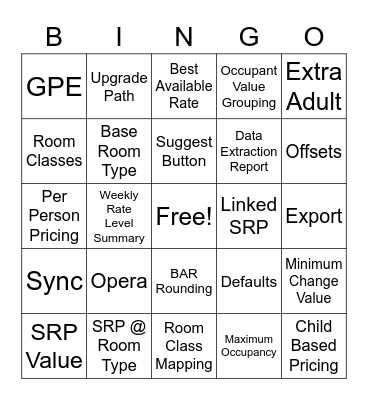 Continuous Pricing Bingo Card