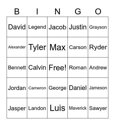 Test Bingo Card