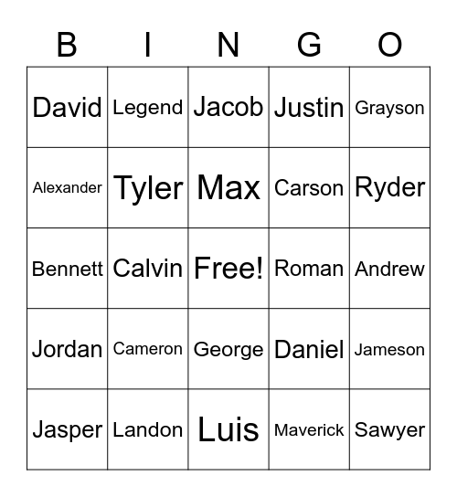 Test Bingo Card