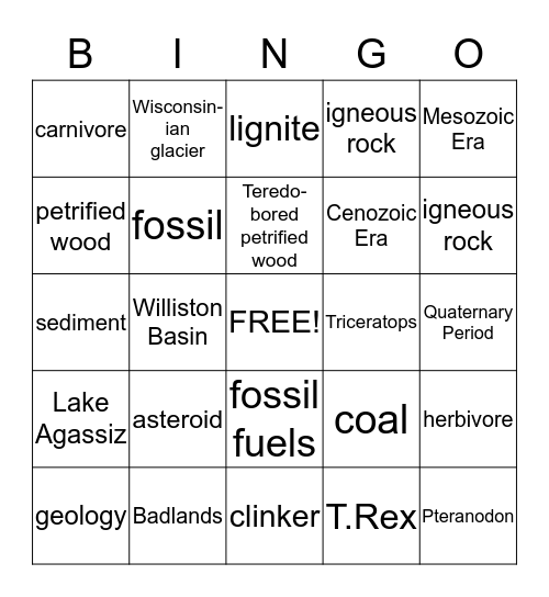 North Dakota Bingo Card