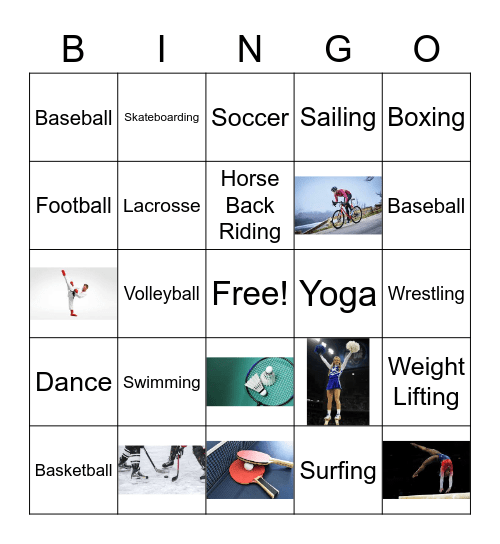 Sports Bingo Card