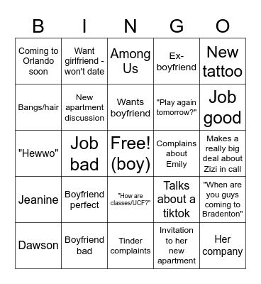 Ronald Bingo Card