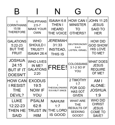 BIBLE DRILL BINGO Card