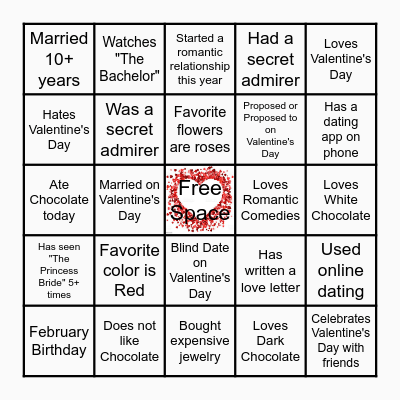 Valentine's Bingo Card