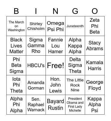 TABPHE Black History 2021` Bingo Card