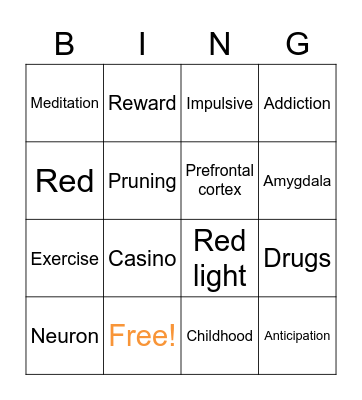 Brain & Adolescence Bingo Card