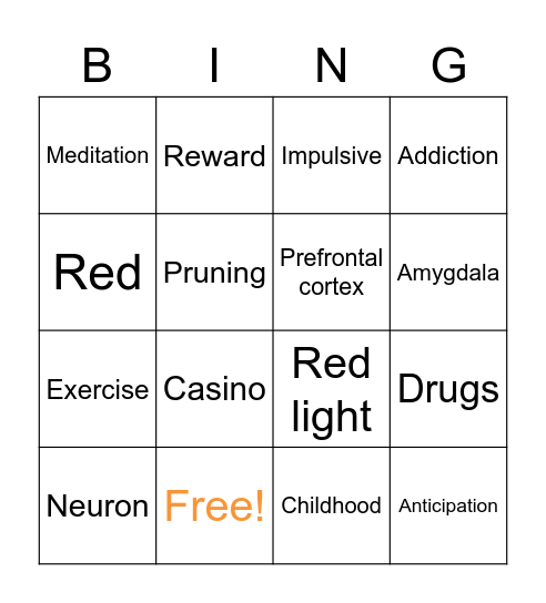 Brain & Adolescence Bingo Card