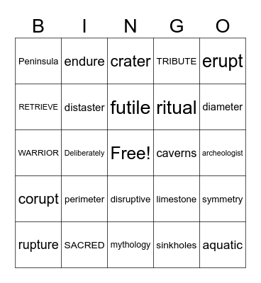 Vocabulary Bingo Card