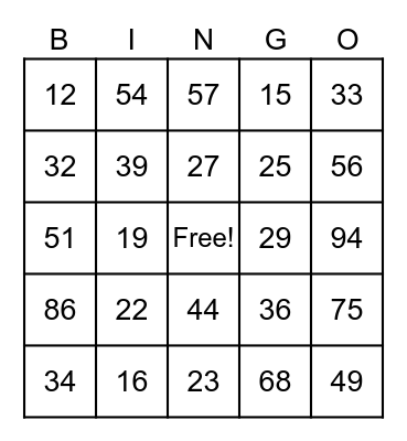 Long Division Bingo-MVES Bingo Card