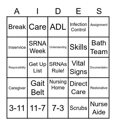 AIDES Bingo Card