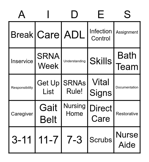 AIDES Bingo Card