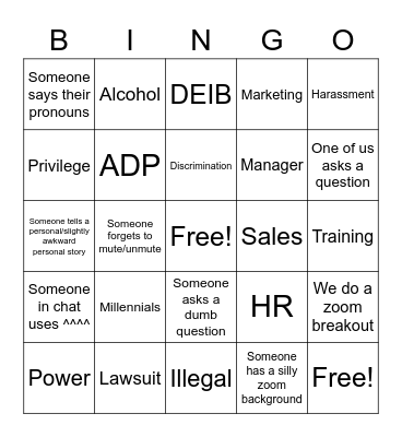 Manager Training Bingo Card