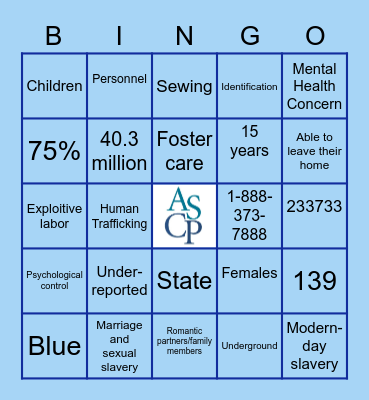 ASCP Bingo! Bingo Card