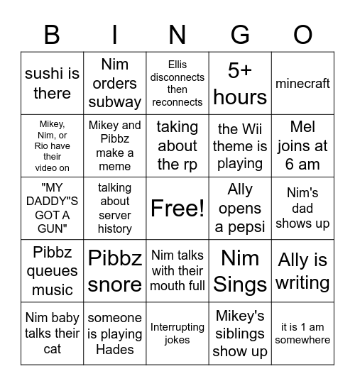 Capo VC Bingo Card